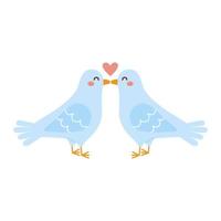 paar Vögel in der Liebe. Taube, Taube mit Herz isoliert auf weißem Hintergrund. Vektor-Clipart-Illustration vektor