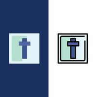 korsa påsk Semester tecken ikoner platt och linje fylld ikon uppsättning vektor blå bakgrund