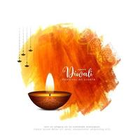 skön Lycklig diwali festival dekorativ bakgrund med diya vektor