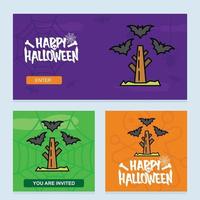 Lycklig halloween inbjudan design med fladdermöss vektor