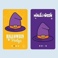 Lycklig halloween inbjudan design med hatt vektor