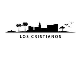 Skyline von Los Cristianos. Stadt auf der tropischen spanischen Insel vektor