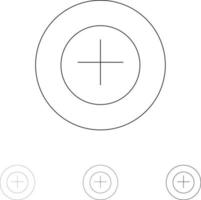 fügen Sie mehr hinzu und setzen Sie fette und dünne schwarze Liniensymbole ein vektor