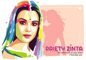 Priety zinta - bollywood liv - popart porträtt vektor