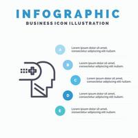 Gesundheit mentale medizinische Mind Line Symbol mit 5 Schritten Präsentation Infografiken Hintergrund vektor