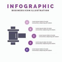 filma Foto rulle fast ikon infographics 5 steg presentation bakgrund vektor