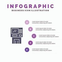 kalender geschäft datum veranstaltung planung zeitplan zeitplan solide symbol infografiken 5 schritte prese vektor