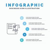 Schach Geschäftsstrategie Planung Liniensymbol mit 5 Schritten Präsentation Infografiken Hintergrund vektor