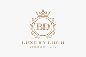 första bd brev kunglig lyx logotyp mall i vektor konst för restaurang, kungligheter, boutique, Kafé, hotell, heraldisk, Smycken, mode och Övrig vektor illustration.