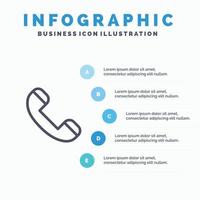 ring upp Kontakt telefon telefon linje ikon med 5 steg presentation infographics bakgrund vektor