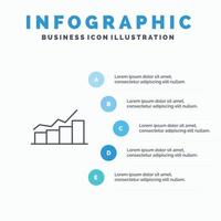 tillväxt Diagram flödesschema Graf öka framsteg linje ikon med 5 steg presentation infographics tillbaka vektor