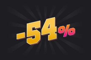 negativ 54 rabatt baner med mörk bakgrund och gul text. -54 procent försäljning PR design. vektor