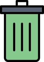 Korb wurde gelöscht Müll Müll flache Farbe Symbol Vektor Icon Banner Vorlage