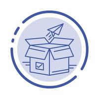 Box Business Paket Produkt Release Release Versand Startup blau gepunktete Linie Symbol Leitung vektor