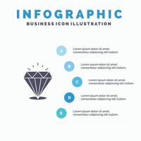 Diamant Glanz teuer Stein solide Symbol Infografiken 5 Schritte Präsentationshintergrund vektor