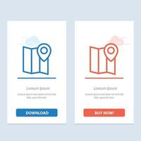 Lageplan-Markierungsstift blau und rot herunterladen und jetzt kaufen Web-Widget-Kartenvorlage vektor