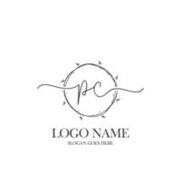 anfängliches pc-schönheitsmonogramm und elegantes logo-design, handschriftliches logo der ersten unterschrift, hochzeit, mode, blumen und botanik mit kreativer vorlage. vektor