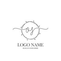 anfängliches os-schönheitsmonogramm und elegantes logo-design, handschriftliches logo der ersten unterschrift, hochzeit, mode, blumen und botanik mit kreativer vorlage. vektor