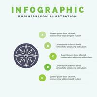 kompass lage navigation navigator position festes symbol infografiken 5 schritte präsentation backgrou vektor