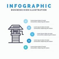 Landwirtschaft Bauernhof Landwirtschaft gut Liniensymbol mit 5 Schritten Präsentation Infografiken Hintergrund vektor