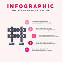 Barrikadenbarrierenbau festes Symbol Infografiken 5 Schritte Präsentationshintergrund vektor