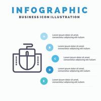 mus gränssnitt mus gränssnitt dator linje ikon med 5 steg presentation infographics bakgrund vektor