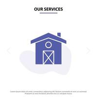 unsere dienstleistungen home house kanada solide glyph icon web card template vektor