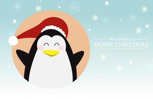 jul och nyårsdesign med söt pingvin vektor