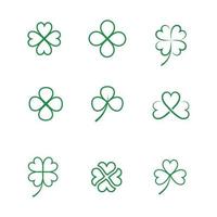 grüne Kleeblatt-Linienkunstikonen vektor