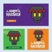 glückliches halloween-einladungsdesign mit schädelvektor vektor