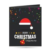 frohe weihnachtskarte mit dunklem hintergrund mit kreativem design und typografievektor vektor