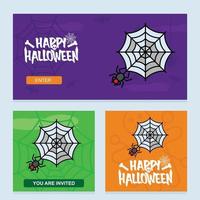 Lycklig halloween inbjudan design med Spindel vektor