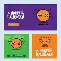 glückliches Halloween-Einladungsdesign mit Spinnenvektor vektor