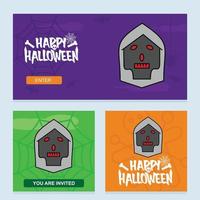 Lycklig halloween inbjudan design med skalle vektor