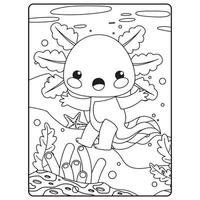 axolotl färg bok sidor för barn vektor