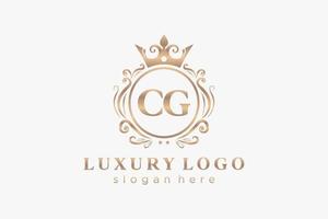 Anfangs-CG-Buchstabe königliche Luxus-Logo-Vorlage in Vektorgrafiken für Restaurant, Lizenzgebühren, Boutique, Café, Hotel, heraldisch, Schmuck, Mode und andere Vektorillustrationen. vektor