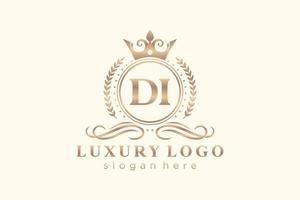 första di brev kunglig lyx logotyp mall i vektor konst för restaurang, kungligheter, boutique, Kafé, hotell, heraldisk, Smycken, mode och Övrig vektor illustration.