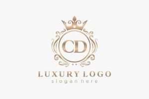 första CD brev kunglig lyx logotyp mall i vektor konst för restaurang, kungligheter, boutique, Kafé, hotell, heraldisk, Smycken, mode och Övrig vektor illustration.