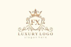 första fx brev kunglig lyx logotyp mall i vektor konst för restaurang, kungligheter, boutique, Kafé, hotell, heraldisk, Smycken, mode och Övrig vektor illustration.