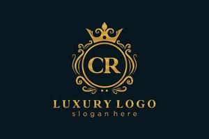 första cr brev kunglig lyx logotyp mall i vektor konst för restaurang, kungligheter, boutique, Kafé, hotell, heraldisk, Smycken, mode och Övrig vektor illustration.