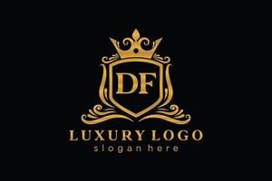 Royal Luxury Logo-Vorlage mit anfänglichem df-Buchstaben in Vektorgrafiken für Restaurant, Lizenzgebühren, Boutique, Café, Hotel, Heraldik, Schmuck, Mode und andere Vektorillustrationen. vektor