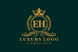 anfängliche eh-Buchstabe königliche Luxus-Logo-Vorlage in Vektorgrafiken für Restaurant, Lizenzgebühren, Boutique, Café, Hotel, heraldisch, Schmuck, Mode und andere Vektorillustrationen. vektor