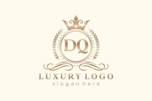 Royal Luxury Logo-Vorlage mit anfänglichem dq-Buchstaben in Vektorgrafiken für Restaurant, Lizenzgebühren, Boutique, Café, Hotel, Heraldik, Schmuck, Mode und andere Vektorillustrationen. vektor