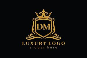 Royal Luxury Logo-Vorlage mit anfänglichem dm-Buchstaben in Vektorgrafiken für Restaurant, Lizenzgebühren, Boutique, Café, Hotel, Heraldik, Schmuck, Mode und andere Vektorillustrationen. vektor