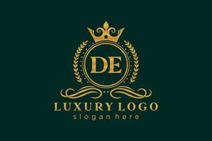 Initial de Letter Royal Luxury Logo Vorlage in Vektorgrafiken für Restaurant, Lizenzgebühren, Boutique, Café, Hotel, Heraldik, Schmuck, Mode und andere Vektorillustrationen. vektor