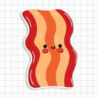 söt rolig bacon klistermärke. vektor hand dragen tecknad serie söt karaktär illustration ikon. bacon karaktär begrepp