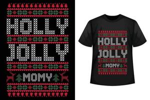 Holly Jolly Momy - Weihnachts-T-Shirt-Design-Vorlage vektor