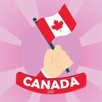 färgad kanada dag affisch hand innehav flagga av kanada vektor illustration