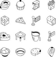 mat och bakning verktyg översikt isometrisk ikoner vektor