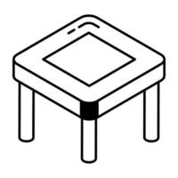 gebrauchsfertiges Umrisssymbol der Tabelle, isometrischer Stil vektor
